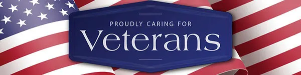 flag with sign for proudly caring for veterans with massage therapy.